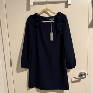 Halogen Nordstrom Navy Ruffle Shoulder Shift Dress Size 4